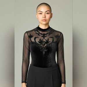 90s Victoria's Secret Gold Label Velvet Chiffon Teddy Beaded Embroidered Women M